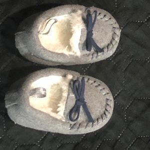 Gray and Navy moccasins